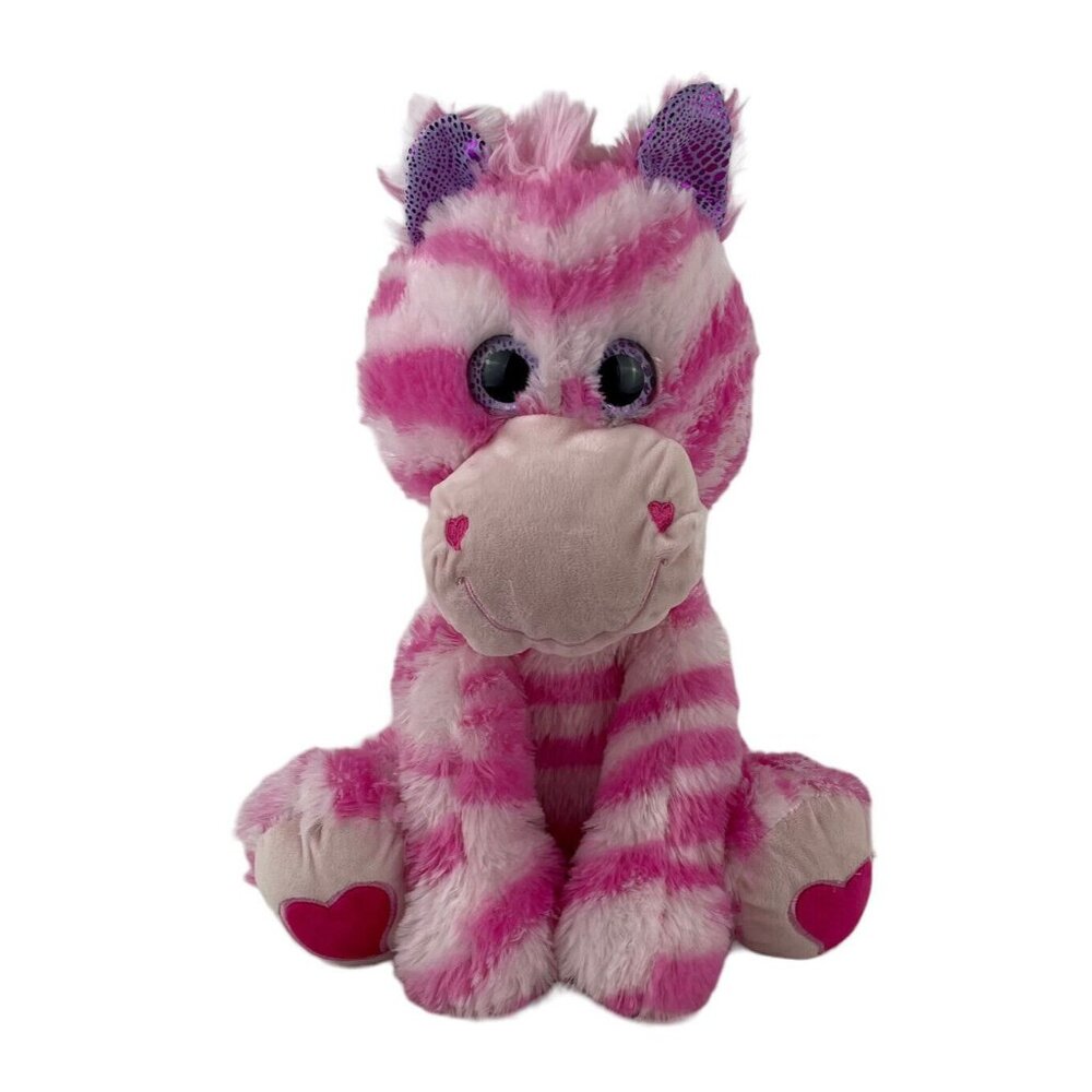 Inter-American Products Pink Zebra‎ 18” Plush Hearts Valentine Stuffed Toy
